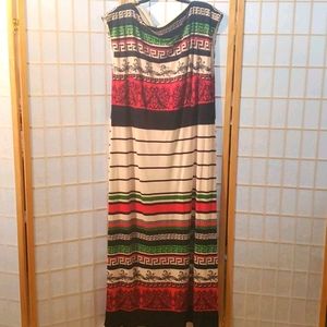 Navy Blue/Red Sleeveless Maxi Dress